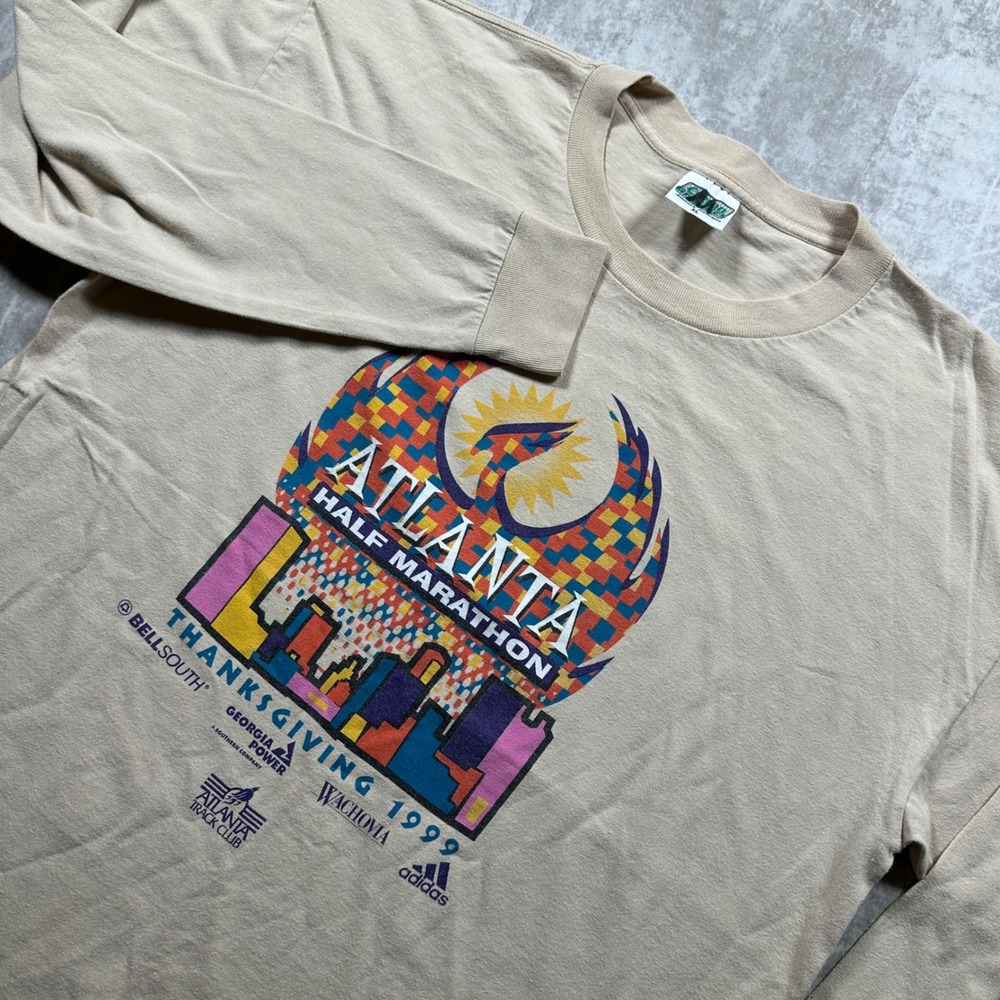 Vintage 1999 Atlanta Half Marathon Shirt Mens XL Beige Tee